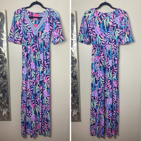 Lilly Pulitzer Dresses & Skirts - NWT LILLY PULITZER DRESS MAXI LONG MANUELA OYSTER BAY BLUE PURPLE LONG NAUTICAL